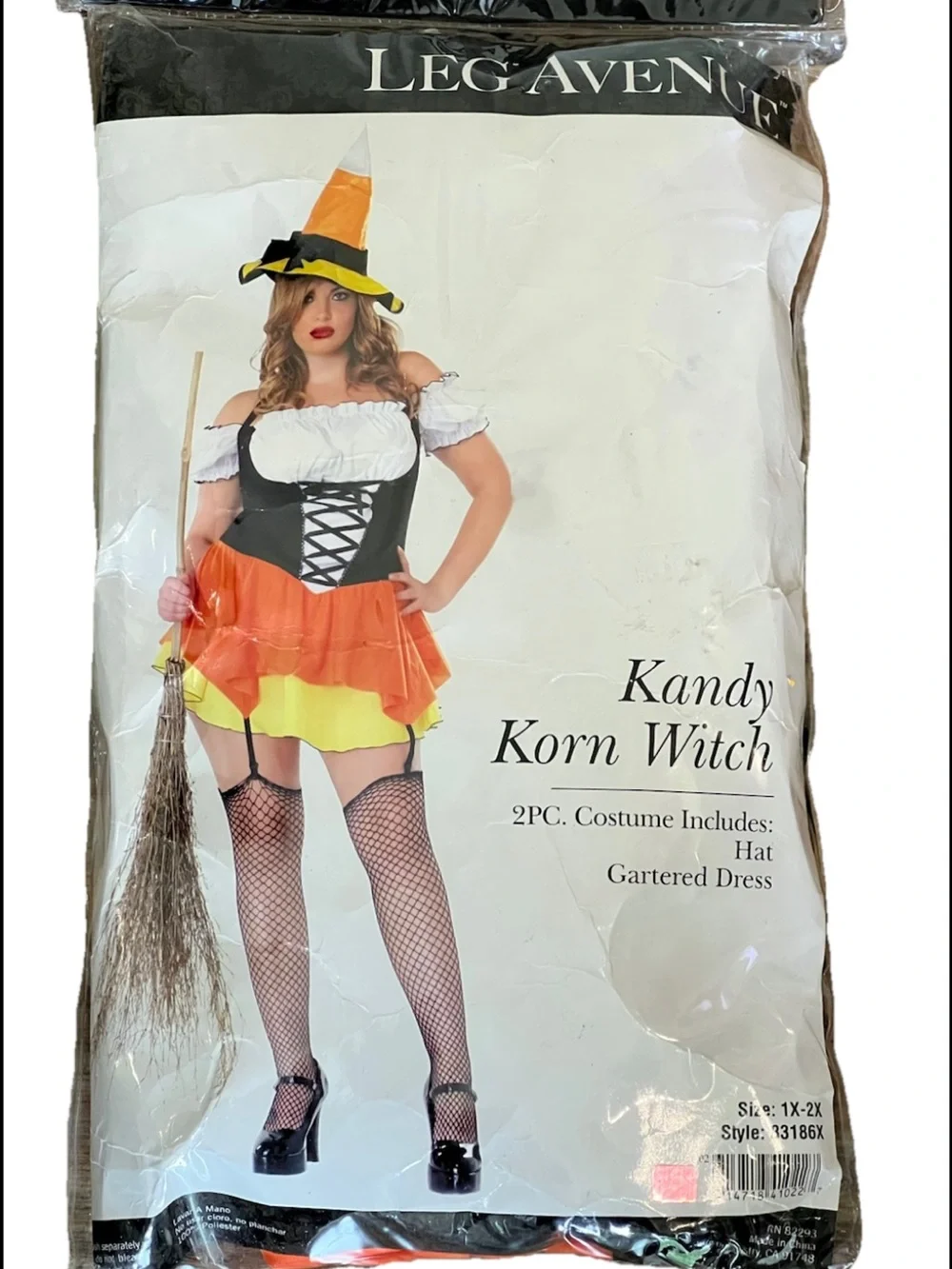Leg Avenue Halloween Costume WITH Hat (Kandy Korn Witch), Size 1X-2X  BRAND NEW - Picture 2 of 4